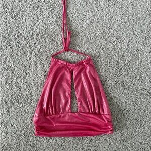 Shimmery Fuchsia Halter Crop Top